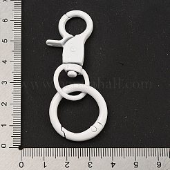 スプレー塗装された合金スプリットキーリング  キーホルダー留め金のパーツ  ホワイト  64.5mm&nbsp;FIND-B044-01B