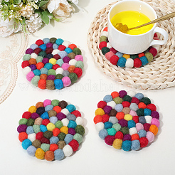 Round Wool Felt Ball Coasters&nbsp;AJEW-WH20020-151A