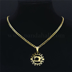 201 Stainless Steel Costura Sewing Machine Holloe Pendant Necklaces&nbsp;NJEW-K283-28G