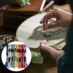 6層ポリエステル刺繍フロス  クロスステッチの糸  セグメント染めグラデーションカラー/クリスマス/秋カラーシリーズ  カラフル  0.5~1mm  約8.75ヤード（8m）/バンドル  12束/セット&nbsp;OCOR-WH20074-15A