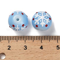 クリスマスをテーマにしたベーキングペイントとガラスビーズ  エナメル  形状が混在した丸い  ミックスカラー  12.5~13x11mm  穴：1.6mm&nbsp;LS-LAMP-I028-08