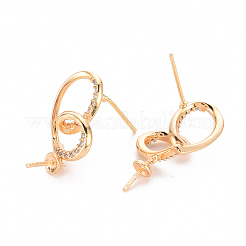 Brass Micro Pave Clear Cubic Zirconia Earring Findings&nbsp;KK-T062-232G-NF