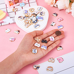 ラックメッキプリントアロイペンダント  ライトゴールド  猫  ミックスカラー  16~18x18.5~20x2.5mm  穴：1.6~2.3mm  2個/スタイル&nbsp;ENAM-TA0001-82