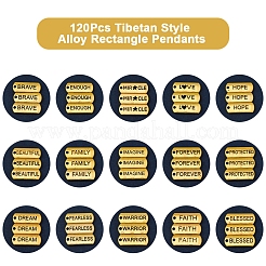 120Pcs Tibetan Style Alloy Rectangle Pendants&nbsp;FIND-FS0003-62