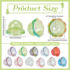 透明アクリルビーズキャップ55色11個  花  ミックスカラー  24x15~15.5mm  穴：2.7~3mm  5個/カラー&nbsp;MACR-PH0002-05
