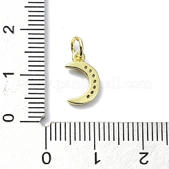 Moon Theme Brass Micro Pave Clear Cubic Zirconia Charms&nbsp;KK-H475-57G-11
