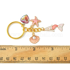 合金エナメルキーホルダー  鉄パーツ  人魚  ピンク  8.2cm&nbsp;KEYC-FS00004