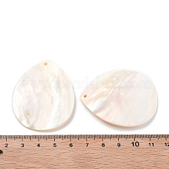 天然淡水シェルのペンダント  楕円形のチャーム  50x39.5x2mm  穴：1.8mm&nbsp;SHEL-D082-01D