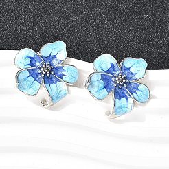Brass Enamel Flower Stud Earrings&nbsp;EJEW-P322-03P