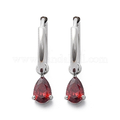 304 Stainless Steel Micro Pave Cubic Zirconia Hoop Earrings&nbsp;STAS-R004-05P-01
