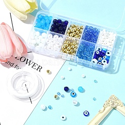 DIY イーブルアイ ランプワーク & ガラスビーズ ブレスレット ジュエリー作成キット  ミックスカラー  4~8x0.8~8mm  穴：1~2.3mm&nbsp;DIY-FS0007-43