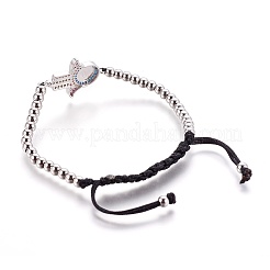 Adjustable 304 Stainless Steel Braided Beaded Bracelets&nbsp;BJEW-L655-012