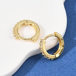 真鍮製キュービックジルコニアフープピアス  カドミウムフリー＆鉛フリー  長持ちメッキ  ラックめっき  18KGP本金メッキ  10.5x11.5x2mm&nbsp;EJEW-A156-13A-G