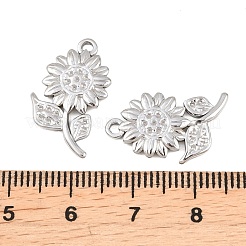304ステンレスペンダント  葉のチャーム付きひまわり  ステンレス鋼色  21x12x2mm  穴：1.2mm&nbsp;STAS-K322-01P