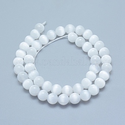 天然セレナイトビーズ連売り  ラウンド  8~8.5mm  穴：0.8mm  約50個/連  15.55インチ（39.5cm）&nbsp;G-L552H-16