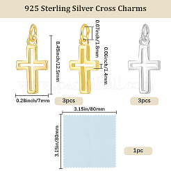 6Pcs 2 Colors 925 Sterling Silver Cross Charms&nbsp;STER-BBC0009-97