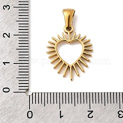 304ステンレスペンダント  イオンプレーティング（ip）  ハートチャーム  18KGP本金メッキ  20x16x1.5mm  穴：4x3mm&nbsp;STAS-B094-27G
