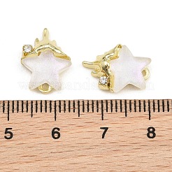 合金クリスタルラインストーンチャーム  プラスチック模造パールと  スターのチャーム  ゴールドカラー  14.5x11x4.5mm  穴：1.2mm&nbsp;AL-CBA8C77-01C-G