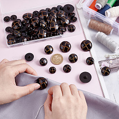 60種類のスタイルのプラスチックシャンクボタン4個  半円  1穴  ココナッツブラウン  15~25x9.5~13.5mm  穴：3.5mm  15個/スタイル&nbsp;BUTT-HY0001-19A