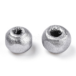 スプレープリントウッドビーズ  ラウンド  銀メッキ  6x5mm  穴：2mm  約8300個/500g&nbsp;WOOD-Q030-83S