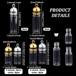 10 個 5 スタイルのガラスペンダント  ゴデルンとシルバーのアクリルファインディング付き  透明  30.5~43.5x11~11.5mm  穴：2~2.5mm  2個/スタイル&nbsp;GLAA-NB0001-76
