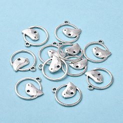合金ペンダント  鉛フリー及びカドミウムフリー  鳥と環  アンティークシルバー  22x20x2mm  穴：2mm&nbsp;LS-EA9508Y