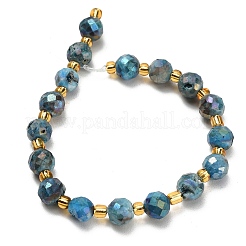 Electroplated Natural Druzy Geode Crystal Beads Strands&nbsp;G-F833-P01-8mm-05
