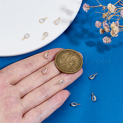 真鍮クリアキュービックジルコニアチャーム  ゴールドカラー  ティアドロップ  9x4.5x2.5mm  穴：1.4mm  30pc&nbsp;KK-PH0014-36A