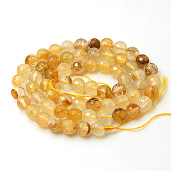 Natural Yellow Hematoid Quartz Beads Strands&nbsp;G-I003-8mm-04