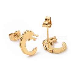 304 Stainless Steel Tiny Dragon Stud Earrings for Men Women&nbsp;LS-EJEW-G318-07G