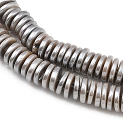 電気めっきシェルパールビーズ連売り  ディスク  ヒシビーズ  銀  7~8x1.5~2mm  穴：0.6mm  約198~205個/連  14.61~15''（37.1~38.1センチメートル）&nbsp;BSHE-B009-E01-2x7mm-A