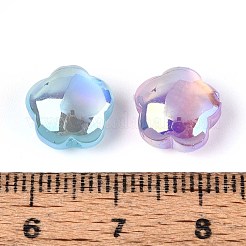 Uvメッキ樹脂ビーズ  模造キャットアイビーズ  虹色の  花  ミックスカラー  10x10.5x6mm  穴：1.5~1.6mm&nbsp;RESI-ZX018-21