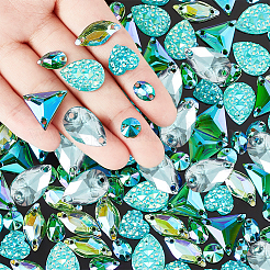 160Pcs 8 Style Green Series Sew on Rhinestone&nbsp;RESI-PH0002-04A