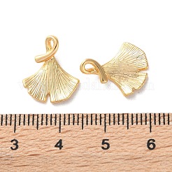 真鍮チャーム  イチョウの葉のチャーム  18KGP本金メッキ  15.5x13x3mm  穴：1.2mm&nbsp;KK-L221-015G