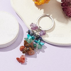 Chakra Natural & Synthetic Gemstone Chip Bead Keychain&nbsp;KEYC-JKC00534-02