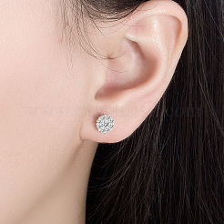 真鍮マイクロパヴェクリアキュービックジルコニアペンダントネックレス＆スタッドピアス  花  プラチナ  15.75 インチ (40 センチメートル) & 7x7 ミリメートル&nbsp;FS-WGDAB53-03