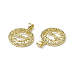 Rack Plating Brass Micro Pave Cubic Zirconia Pendants&nbsp;ZIRC-F130-03G