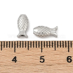 304ステンレススチールビーズ  魚  ステンレス鋼色  4.5x9x2.5mm  穴：1mm&nbsp;X-STAS-Q358-02P