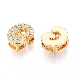 Brass Micro Pave Clear Cubic Zirconia Beads&nbsp;KK-T071-17G-G