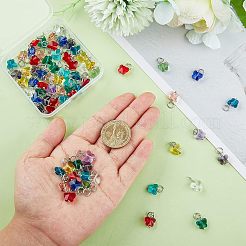 96Pcs 12 Colors Faceted Transparent Glass Charms&nbsp;GLAA-FH0001-50
