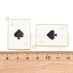 合金エナメルチャーム  スペードのエースのチャームが付いた長方形  ゴールドカラー  ブラック  36x26x2mm  穴：2mm&nbsp;FIND-P035-04G-02