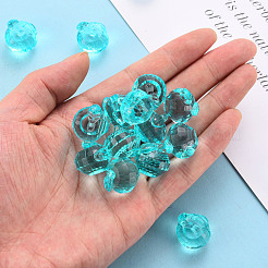 透明なアクリルパーツ  多面カット  3のdリンゴ  ライトブルー  17.5x19x18mm  穴：2mm  約173個/500g&nbsp;TACR-T024-05B-946