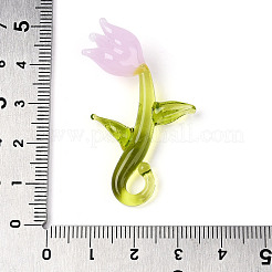 手作りランプワークペンダント  チューリップ  ミックスカラー  約14~17 mm幅  長さ43~45mm  穴：2mm&nbsp;DP098
