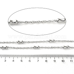 304ステンレススチールリンクチェーン  ハンダ付け  スプールで  竹の棒  ステンレス鋼色  2mm  竹スティック：8x4mm&nbsp;CHS-F020-04P