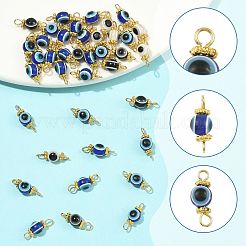 20Pcs Resin Evil Eye Round Bead with 304 Stainless Steel Connector Charms&nbsp;PALLOY-FS00071-01