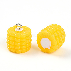 樹脂製鉄製ペンダント  トウモロコシ  ゴールド  16.5~17x15.5~16x15.5~16mm  穴：2mm&nbsp;RESI-T057-23