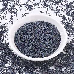MIYUKIラウンドロカイユビーズ  日本製シードビーズ  11/0  （rr401fr）マットブラックab  11/0  2x1.3mm  穴：0.8mm  約1111個/10g&nbsp;X-SEED-G007-RR0401FR