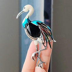 鶴のエナメルピン  バックパックの服のための合金ラインストーンブローチ  カラフル  90x40mm&nbsp;PW-WG47906-01