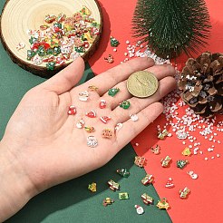 クリスマステーマの不透明樹脂カボション100個  混合図形  ミックスカラー  5~10x5~10x3~4mm&nbsp;CRES-YW0002-56