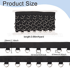 ポリエステルレーステープ  鉄製Dリングコルセットリボン  ブラック  2.9cm&nbsp;DIY-WH0430-824A